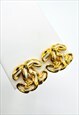 CHANEL EARRINGS CC LOGO GOLD CLIP ON VINTAGE