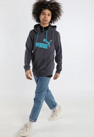 90S PUMA EMBROIDERED SPELL OUT LOGO HOODIE