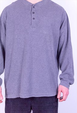 Vintage Chaps Ralph Lauren Grandad Collar Sweatshirt Grey XL