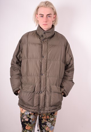 THINK PINK MENS VINTAGE PADDED JACKET LARGE KHAKI 90S