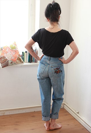 VINTAGE HIGH WAIST TAPERED DENIM JEANS