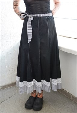 Vintage Bohemian Black Maxi Skirt