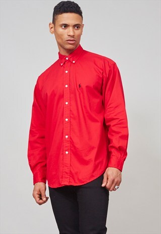 VINTAGE 90'S RED COTTON RALPH LAUREN SHIRT