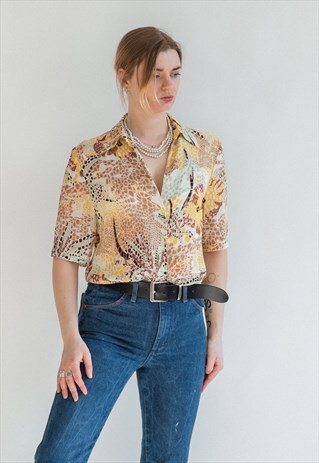 VINTAGE 80S FUNKY CHIC SHIRT IN ABSTRACT PATTERN