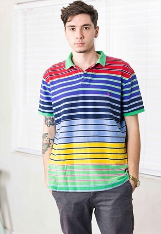 VINTAGE RALPH LAUREN STRIPPED SHIRT LOGO 90S XL 10.2