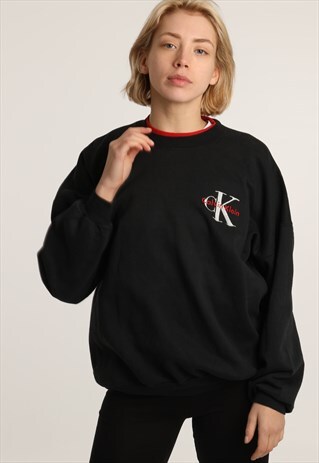 90S CALVIN KLEIN EMBROIDERED LOGO SWEATSHIRT