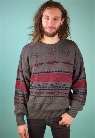 VINTAGE 90'S PATTERNED KNIT JUMPER