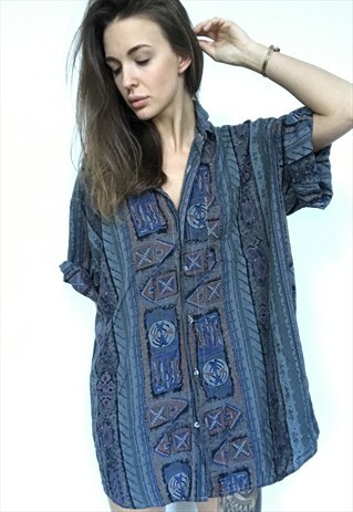 PATTERNED OVERSIZED RETRO VINTAGE UNISEX FESTIVAL SHIRT