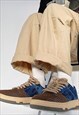 DENIM SNEAKERS CHUNKY SOLE SHOES JEAN TRAINERS IN BLUE BROWN