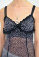 VINTAGE 2000S MINI SLIP DRESS IN FRILLY ANIMAL PRINT