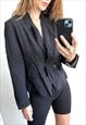 VINTAGE BLACK TRIMMED CLASSY BLAZER / JACKET - LARGE 