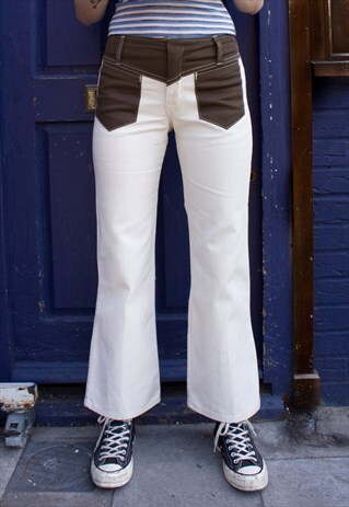 CREAM DENIM FLARES