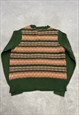 VINTAGE ABSTRACT KNITTED CARDIGAN PATTERNED KNIT SWEATER