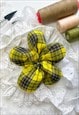 Yellow Tartan Oversize Flower Scrunchie