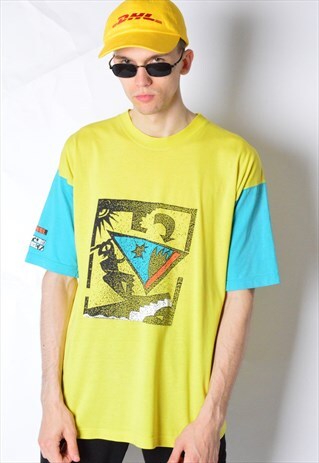 RARE VINTAGE 80S COLOURFUL FESTIVAL ADIDAS T-SHIRT