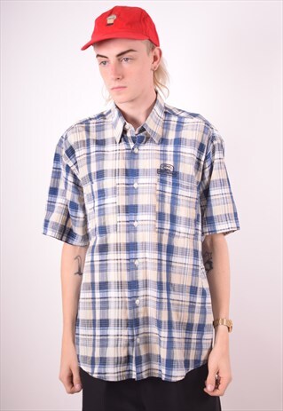 CAMEL ACTIVE MENS VINTAGE SHIRT LARGE BLUE CHECK 90S