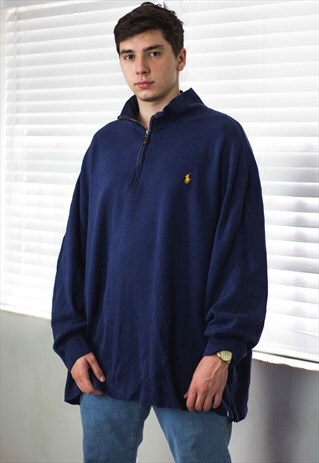 VINTAGE POLO RALPH LAUREN 1/4 ZIP SWEATSHIRT JUMPER XXL 27