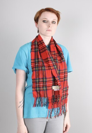 VINTAGE TARTAN CHECK WOOL SCARF