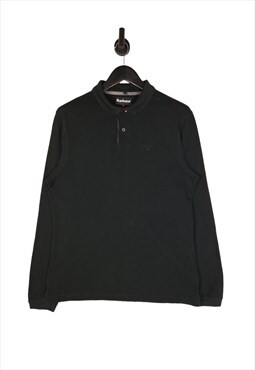 Barbour Polo Shirt Long Sleeve In Black Size Large