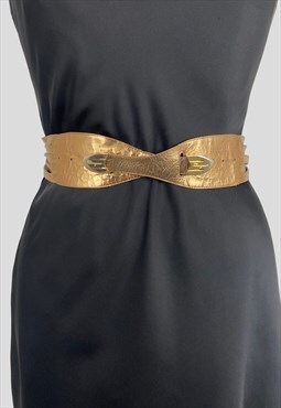 80's Salvatorre Feragamo Bronze Metallic Leather Belt
