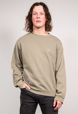 VINTAGE 90'S KHAKI GREEN NIKE SWEATSHIRT JUMPER