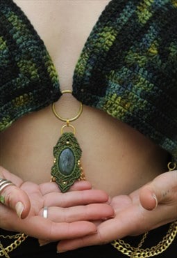 Warrior Spirit Macrame Crystal Top Green