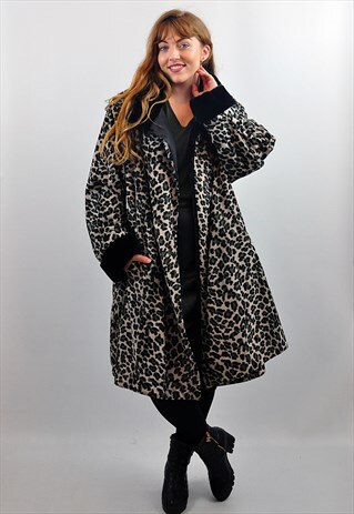 ANIMAL PRINT COAT WITH REVERSIBLE BLACK SIDE DUSTER COAT