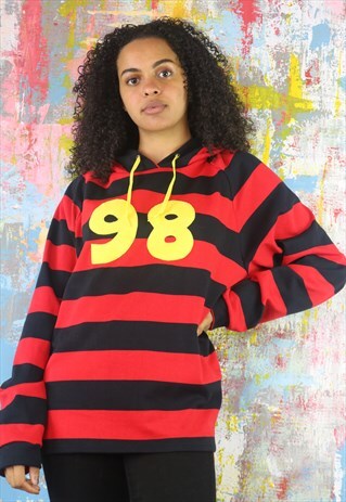 STRIPED HOODIE IN RED AND BLACK 98