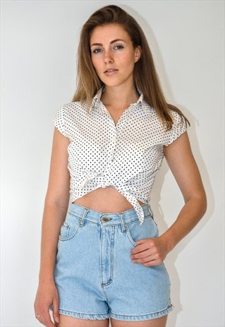 VINTAGE RETRO BLUE DENIM SHORTS