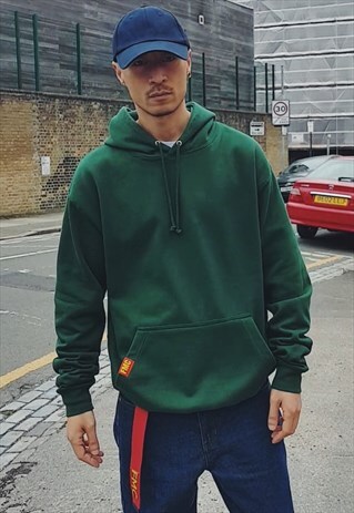 PLAIN OVERSIZED HOODIE FOREST GREEN