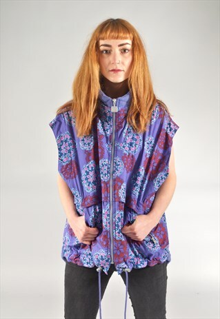VINTAGE PURPLE PATTERNED GILET JACKET