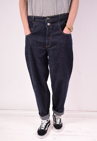 GUESS MENS VINTAGE JEANS W33 L31 NAVY BLUE 90S