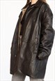 VINTAGE  LEATHER JACKET REVERSIBLE LONG IN BLACK XL