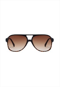 Amber Aviator Sunglasses Black Leopard