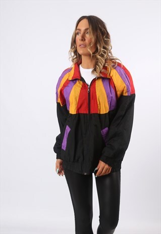 SHELL JACKET BOMBER PRINT OVERSIZED PATTERNED UK 14 (HH2E)