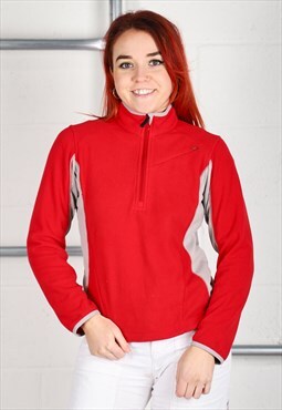 Vintage Columbia Fleece in Red 1/4 Zip Hiking Jumper Small
