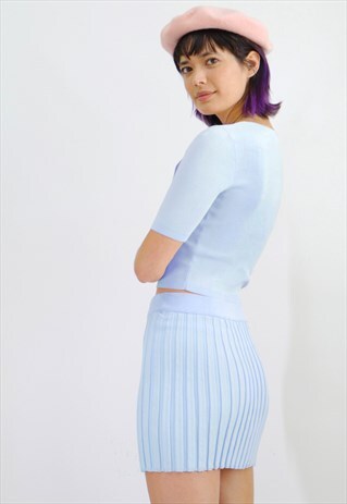 NOVA Y2K 90S SET IN BABY BLUE - CROP TOP