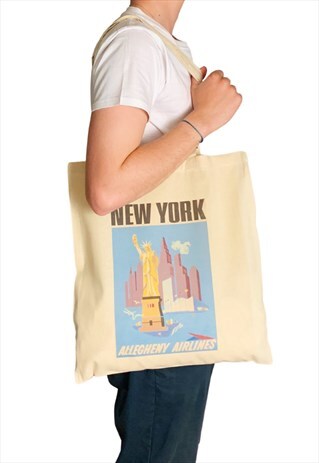 New York Blue Travel Poster Tote Bag