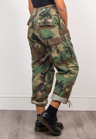90'S VINTAGE GRUNGE CAMOUFLAGE ARMY CARGO PANTS TROUSERS