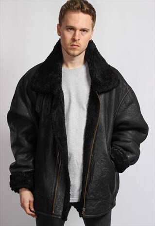 VINTAGE LEATHER SHERPA JACKET
