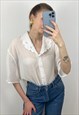SEE THROUGH SHEER WHITE BLOUSE WITH EMBROIDERED COLLAR