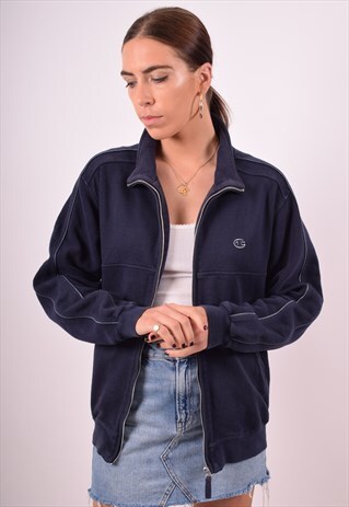 CHAMPION WOMENS VINTAGE TRACKSUIT TOP JACKET SMALL BLUE 90S