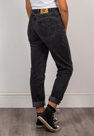 90'S VTG HIGH WAIST FADED BLACK MOM JEANS