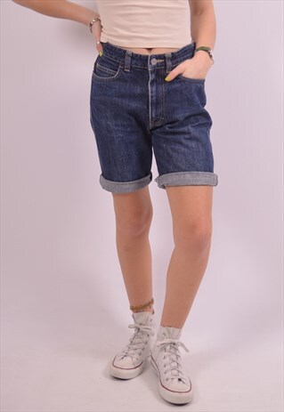 CALVIN KLEIN WOMENS VINTAGE DENIM SHORTS W28 NAVY BLUE 90S