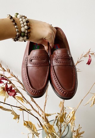 VINTAGE 80S SUCCESS CLASSY LEATHER SHOES BROGUES BROWN