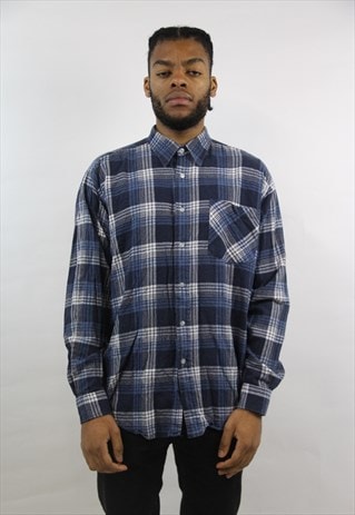 VINTAGE 90'S BLUE FLANNEL CHECK SHIRT