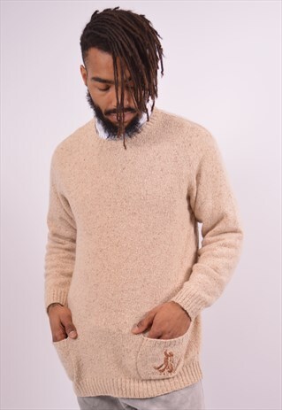ICEBERG MENS VINTAGE JUMPER SWEATER LARGE BEIGE 90S