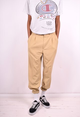 AQUASCUTUM MENS VINTAGE TROUSERS W34 L30 BEIGE 90'S
