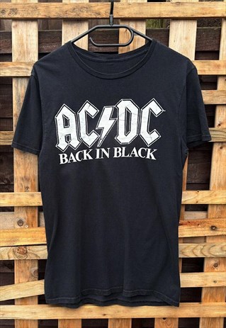 AC/DC BACK IN BLACK BLACK GRAPHIC T-SHIRT XS METAL ROCK BAND
