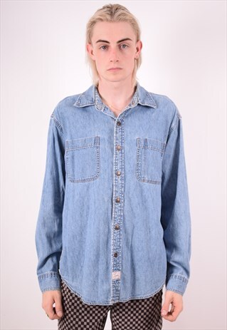 LEVI'S MENS VINTAGE DENIM SHIRT LARGE BLUE 90S